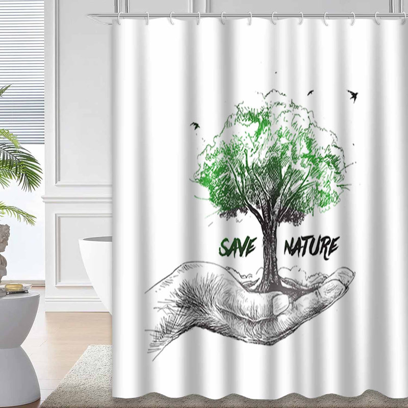 Rideau de douche avec 12 crochets Save Nature Tree, L 72 po x l 78 po