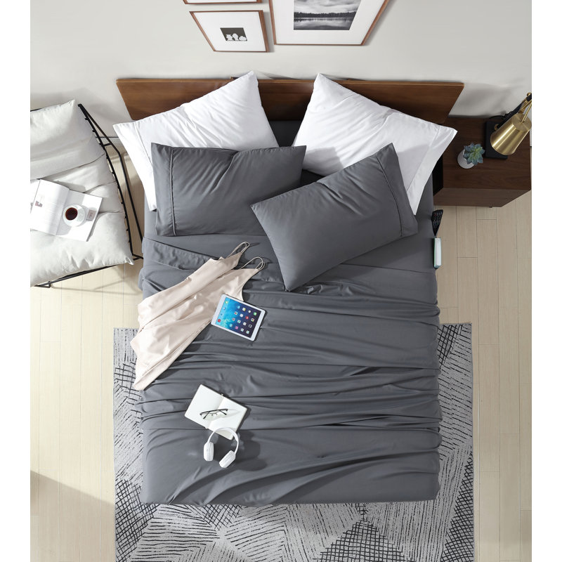 Gray Full Microfiber Smart Storage Pocket Sheet Set