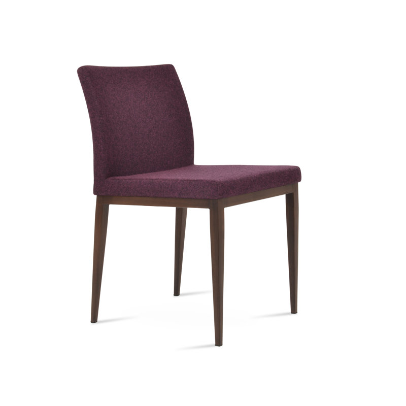 Aria MW Side Chair, Wool Deep Maroon, Walnut