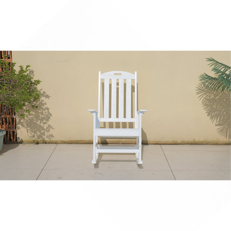 Rocking chair white color, suitable for all seasons: Outdoor lounge chair, made of sturdy material, equipped with 304 stainless steel accessories.