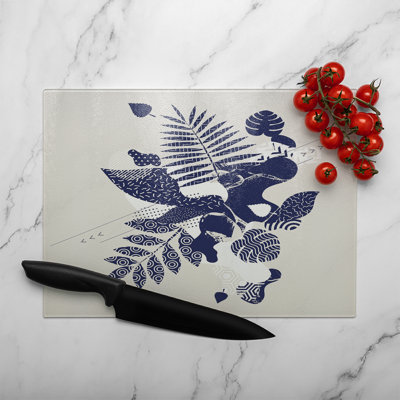 Prints Of Autumn Leaves Glass Chopping Board