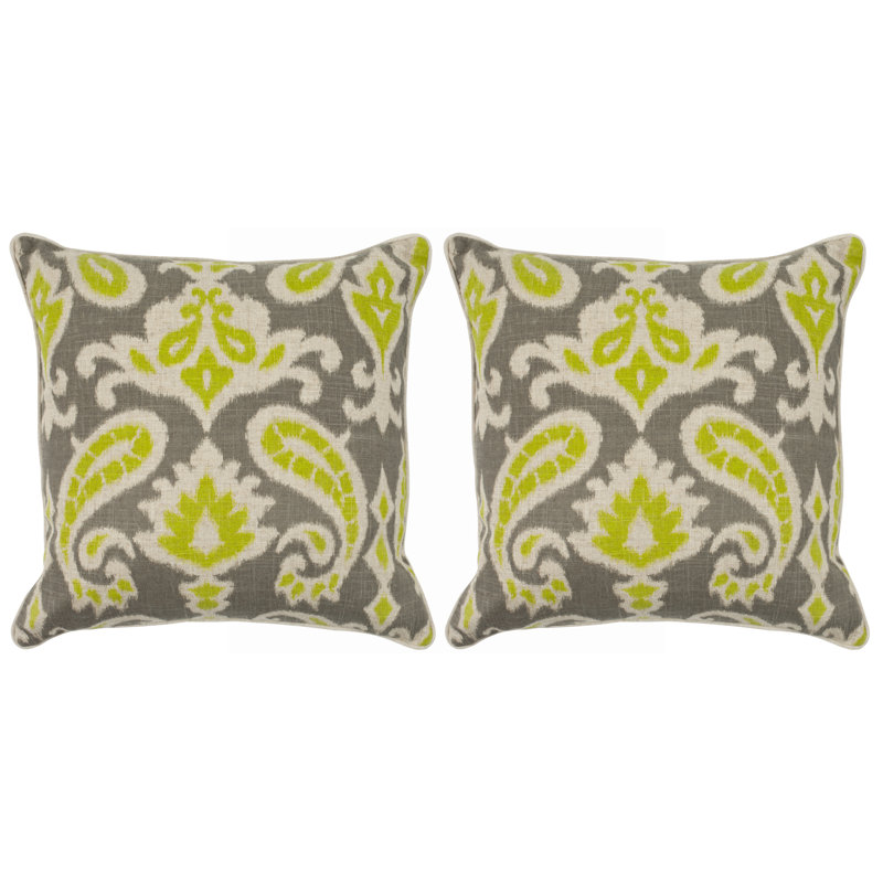 Coussin Brian Paisley, 18 po x 18 po, Limette