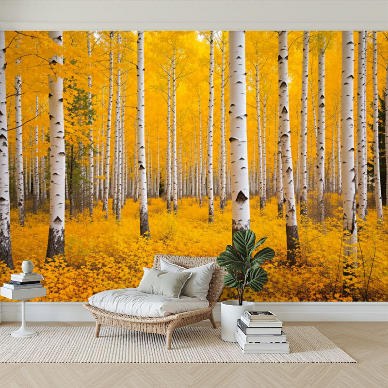 Papier peint 3D Automne forêt de peuplier faux-trembles Rocky Mountains, L 144 po x l 100 po