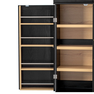 Armoire de cuisine de campagne de 78,2 po de hauteur avec 8 tablettes de porte, armoire de rangement avec 3 tablettes réglables, 3 grands tiroirs, armoire polyvalente