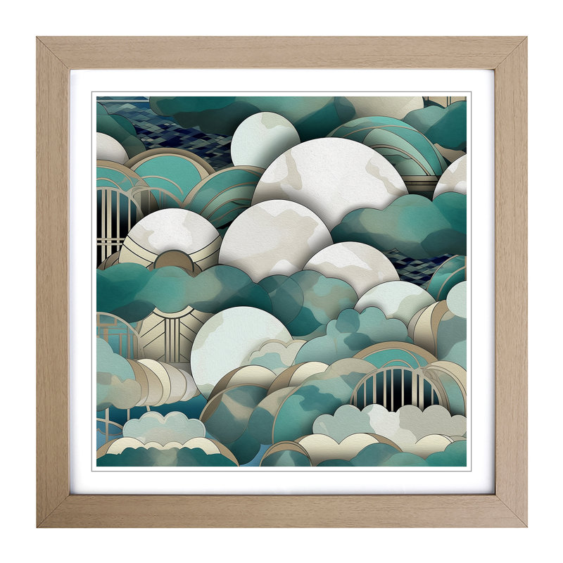Cloudy Sky Art Deco - Framed Print, Oak