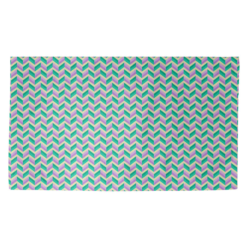 Tapis de porte à chevrons Avicia, Rectangle 2 pi 1 1/2 po x 3 pi 6 po, Vert foncé / rose