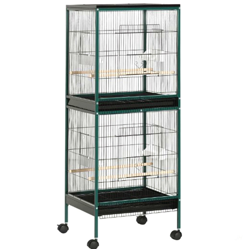 Volière d'oiseaux d'intérieur avec conception à plusieurs portes, grande cage à oiseaux pour envergure