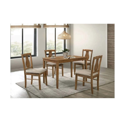 Antique-style Solid Wood Dining Set with Four Cushioned Side Chairs, Ideal for Space-saving and Creating Memorable Dining Moments