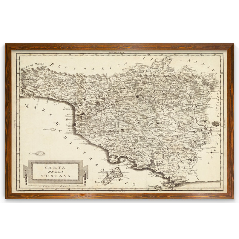 « antique map of tuscany » par paul cezanne-reproduction d’art sur image, H 22 po x l 30 po x P 1,25 po