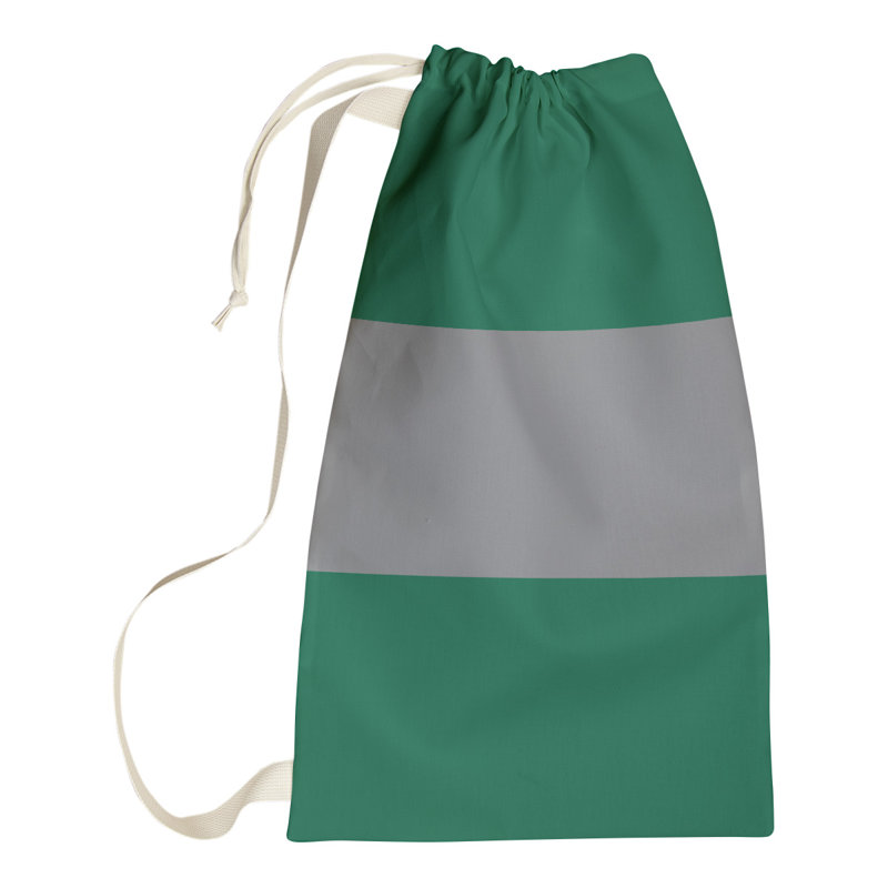 Fabric Laundry Bag with Handles, 36" H x 28" W x 1.5" D, Victory Green/Silver/Victory Green