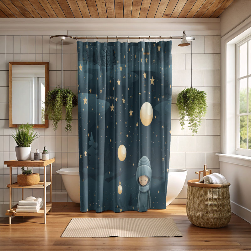 Rideau de douche Christmas Night - Premium, H 74 po x l 71 po