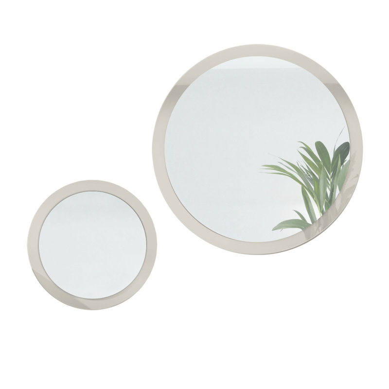 Alajandro Engineered Wood Flat Wall Mirror, High-Gloss Sandy Grey