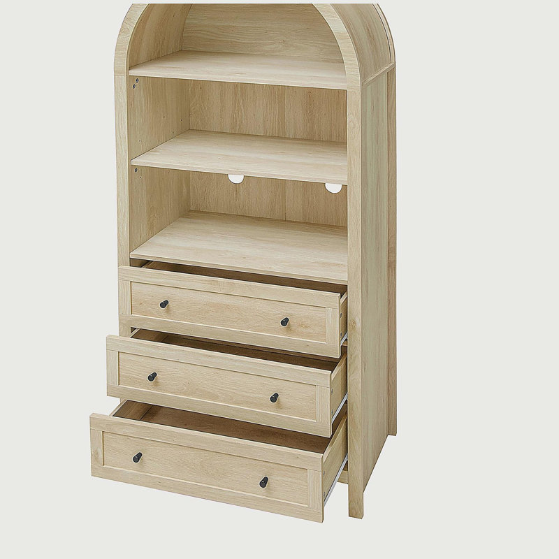 Armoire de cuisine moderne en bois de style campagnard, armoire de rangement arquée avec tablettes réglables, garde-manger polyvalent