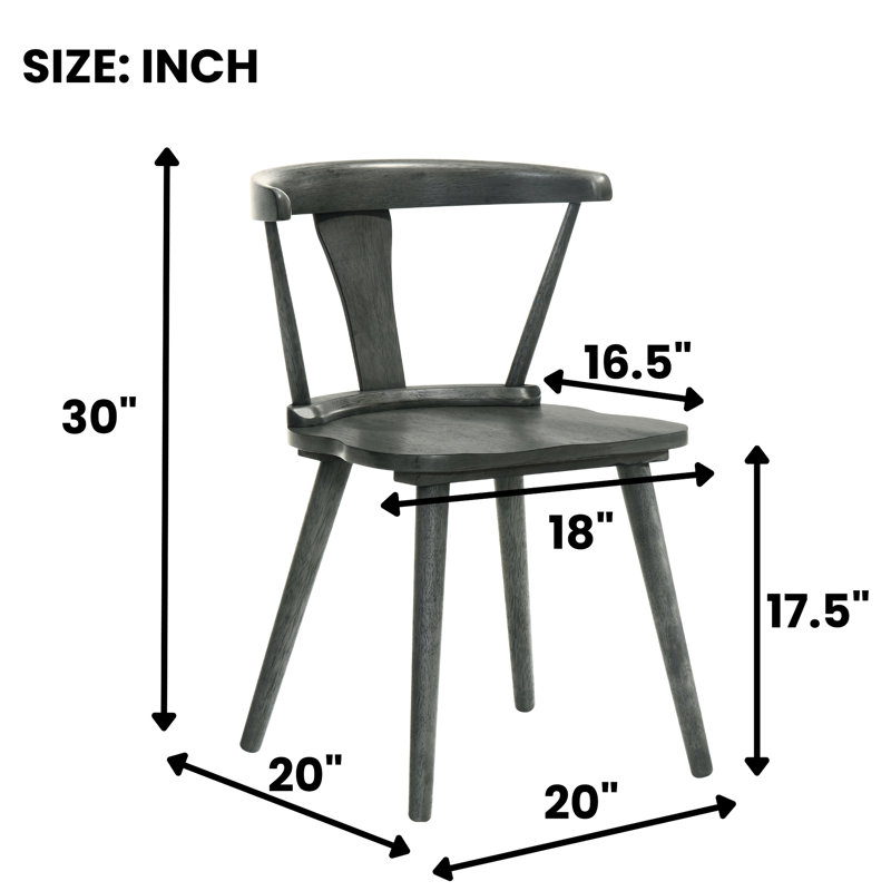 Ensemble de 2 chaises de ferme, chaises d'appoint en bois pour la cuisine et la salle à manger, Grey