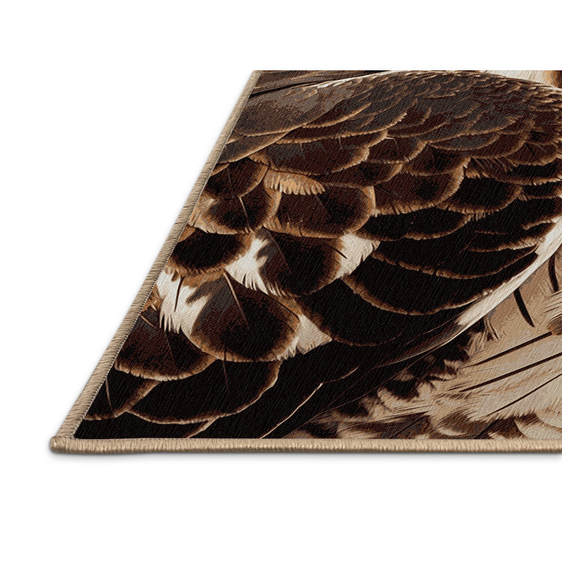Washable Red tailed Hawk Birds Area Rug, Rectangle 7' x 9'