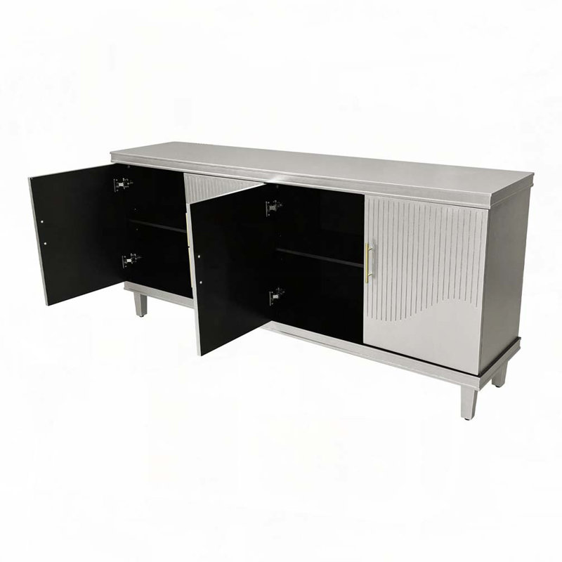 Grande armoire à 4 portes, Champagne, 32,38 po H x 70,07 po L x 15,75 po P