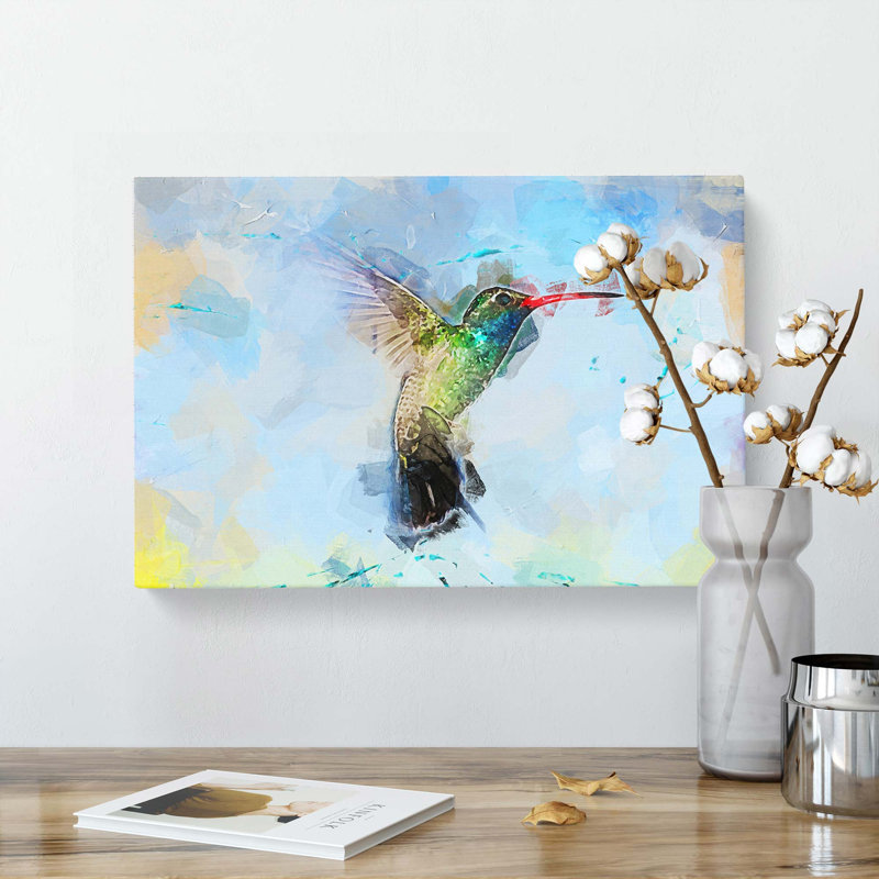 Hummingbird Paint Smudge In Abstract - Wrapped Canvas, 40cm H x 60cm W x 3cm D