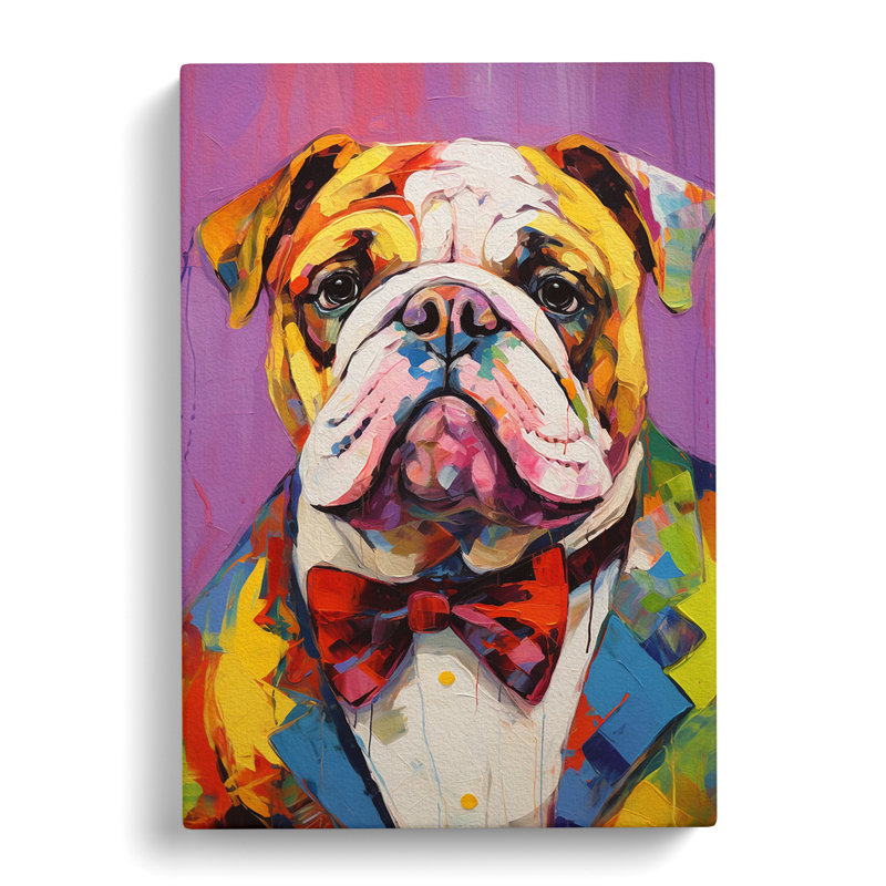 British Bulldog Expressionism No.2 - Wrapped Canvas, 60cm H x 40cm W x 3cm D