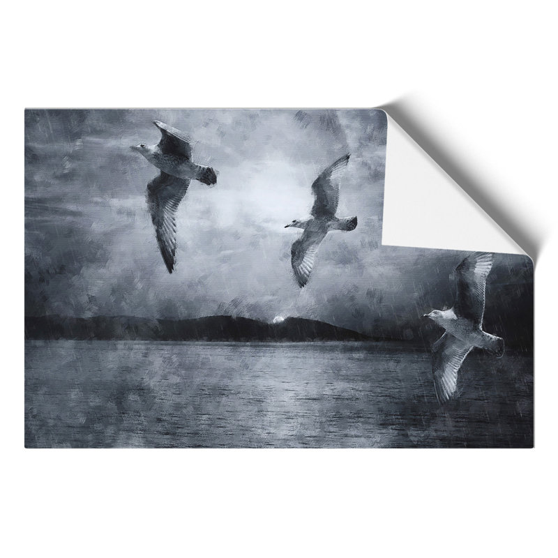 Three Seagulls Painting - Frameless Print, 21cm H x 30cm W x 0.1cm D