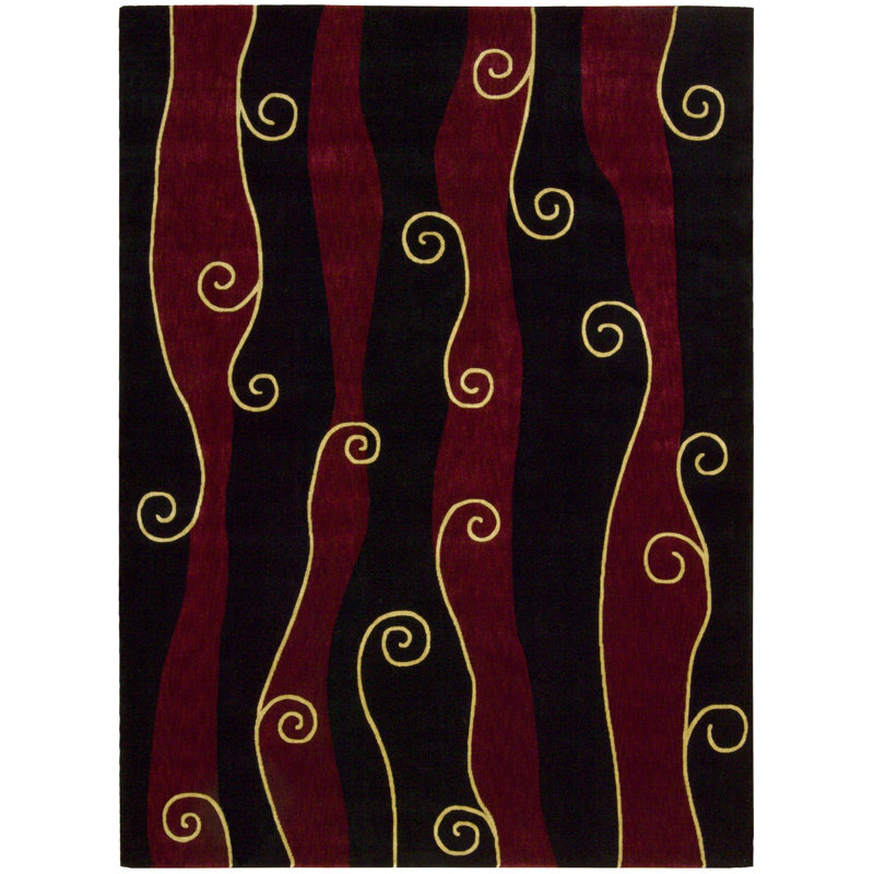 Tapis noir / rouge Larksville, Rectangle 3 pi 6 po x 5 pi 6 po