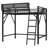 Full Size Metal Loft Bed with Ladder and Storage Shelves, High Loft Bed for Kids and Teens, Black-1431634376-1431634391