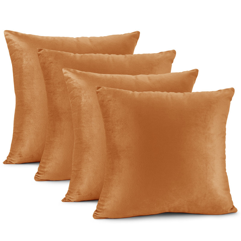Nestl Velvet Decorative Throw Pillow Cover 4-Pack, 18"H x 18"W, Rust Orange Brown