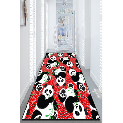 Tapis rouge / noir tissé à la machine Summerlin