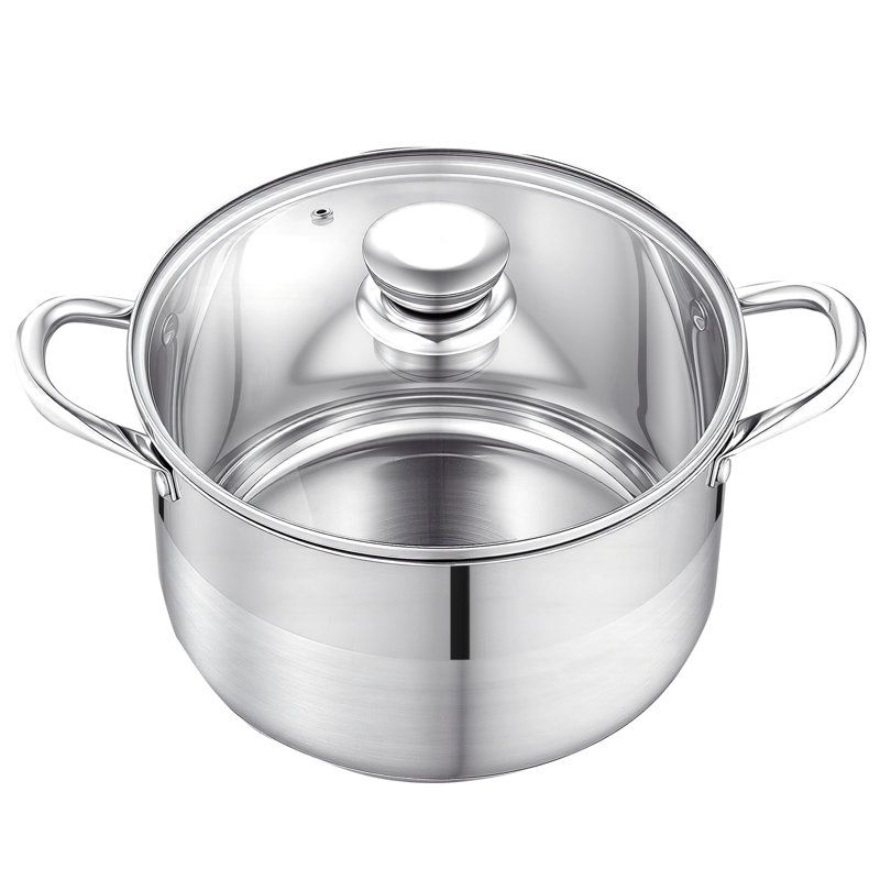 VEVOR Non-Stick Ceramic and Glass Stainless Steel Stock Pot, 7.6L