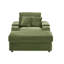 Canapé simple en velours côtelé vert avec un coussin, deux coussins décoratifs, un repose-pieds et deux espaces de rangement-1097002339