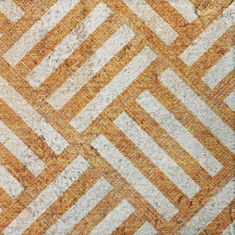 Tapis à poils longs de qualité supérieure lavable à la machine ADS620, Orange, 5' x 7'6"