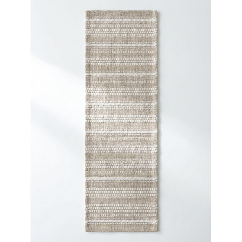 Rustic Beige Tulum Stripe Indoor Outdoor Table Runner 14x72