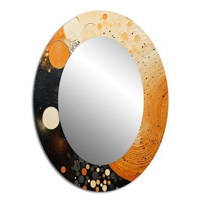 Miroir mural ovale orange et noir Mid Century Organic Harmony
