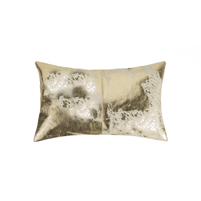 Coussin lombaire en cuir Torino, Naturel / Or