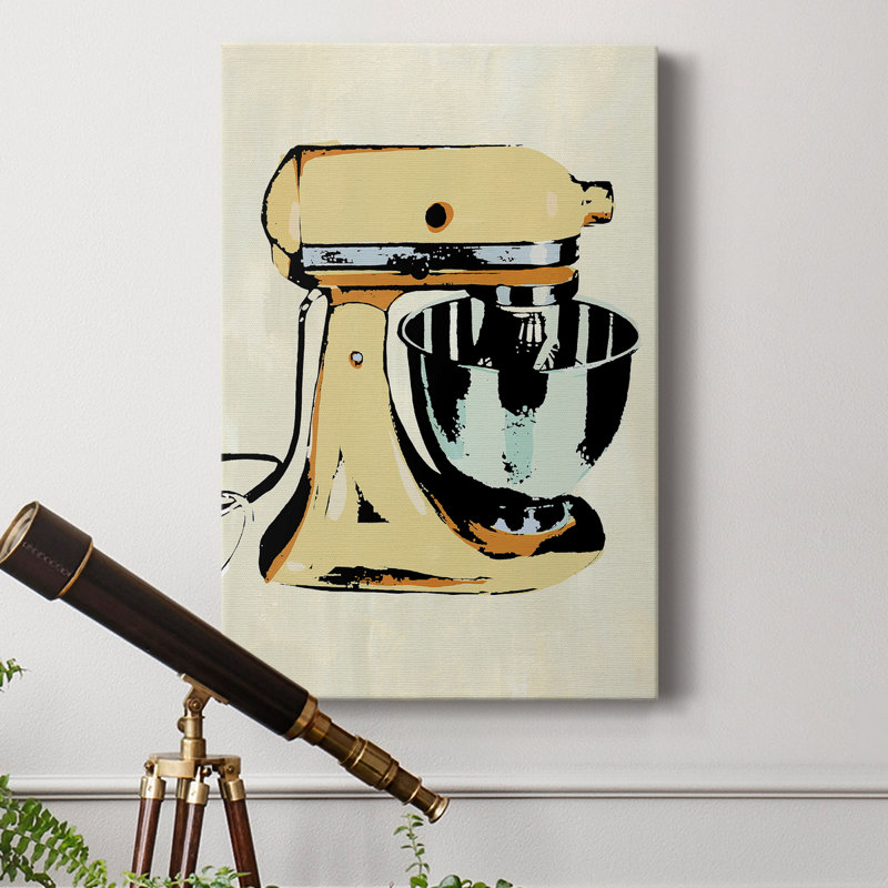 -Retro Kitchen Appliance IV - Toile tendue avec châssis de qualité supérieure - prête à être accrochée