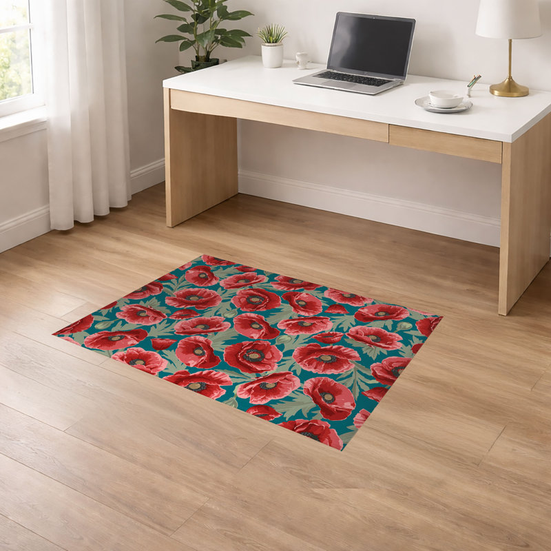 Tapis de bureau léger Poppie, Teal, 0.1" H x 72" W x 48" D x