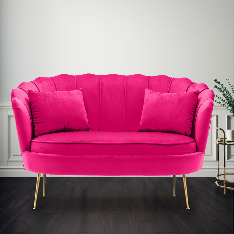 Carney 2 Seater Loveseat Sofa, Dark Pink