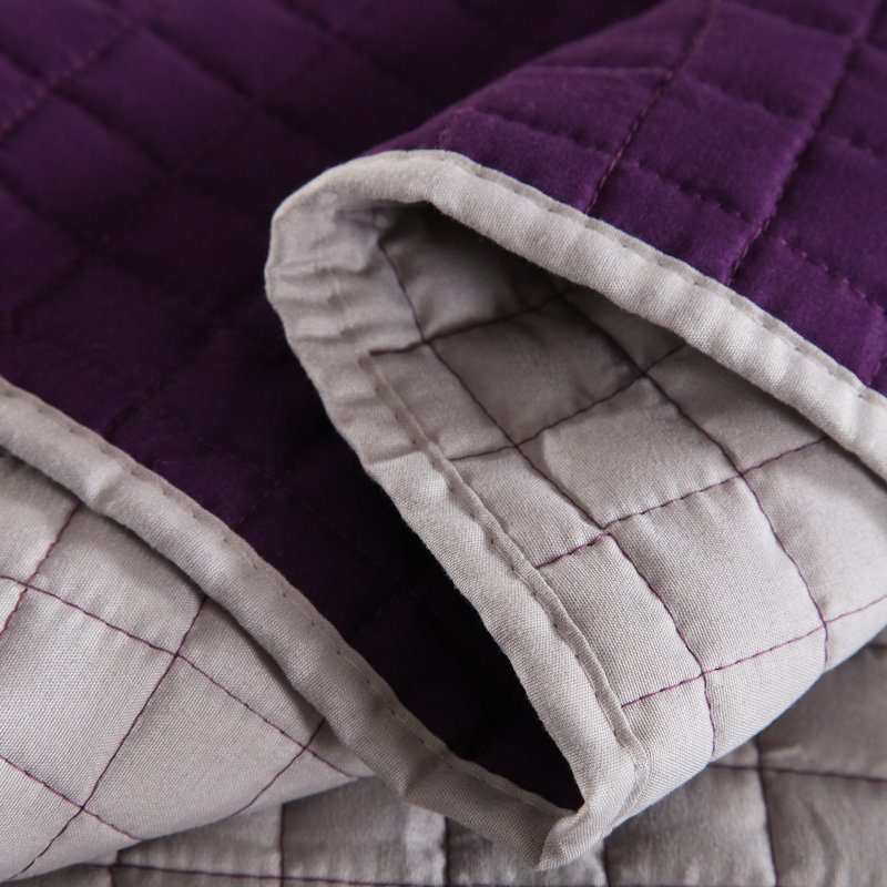 Solid Colour Quilt, King Quilt + 2 King Shams, Purple/Silver
