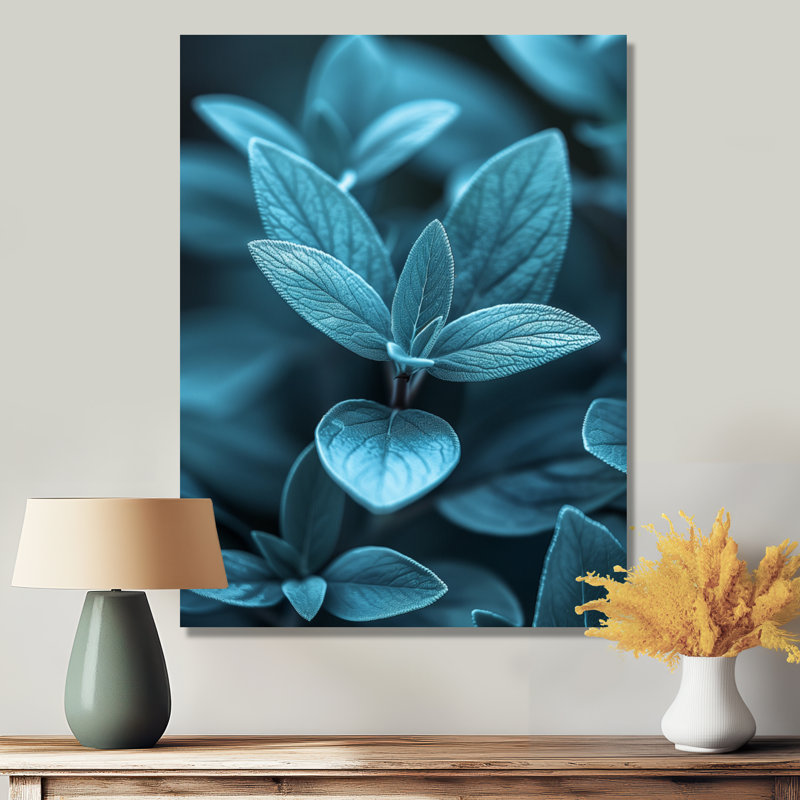 «Blue Natures Nuance Eucalyptus - Eucalyptus», reproduction d'art murale, H 32 po x l 16 po x P 1 po, Toile tendue