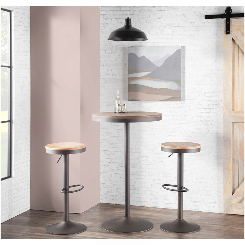 Dakota Industrial Adjustable Bar / Dinette Table In Antique And Brown By Lumisource