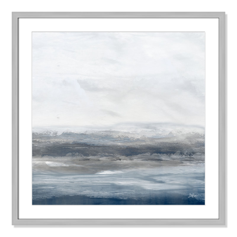 Oceanscape - Square Version Print by Denise Brown, 27.5" H x 27.5" W x 1.25" D, Yes, Silver Single Picture Framed