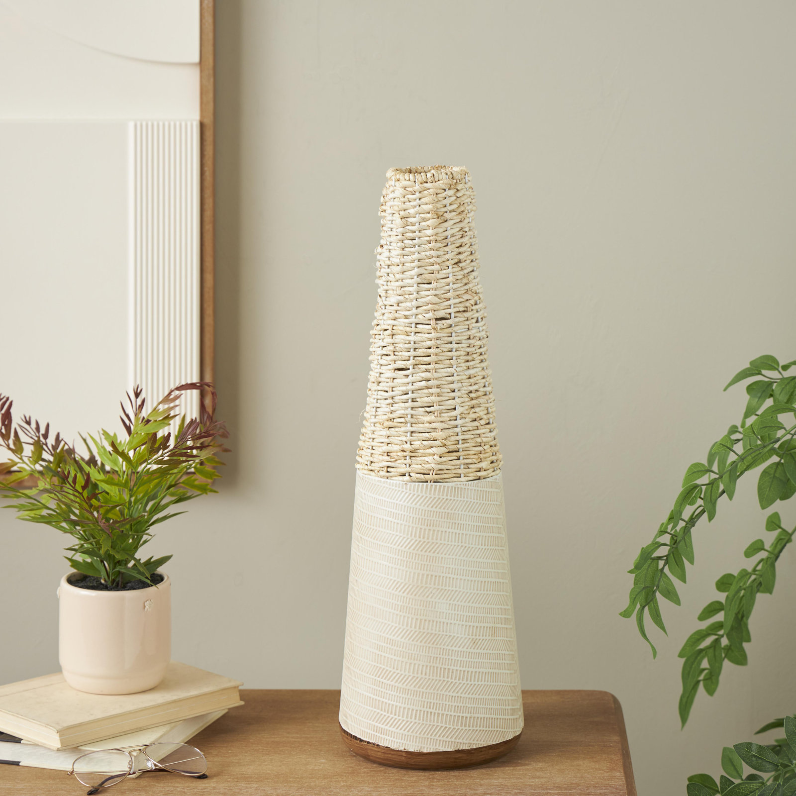 26.4'' Rattan Floor Vase, 26.4" H x 7.7" W x 7.7" D
