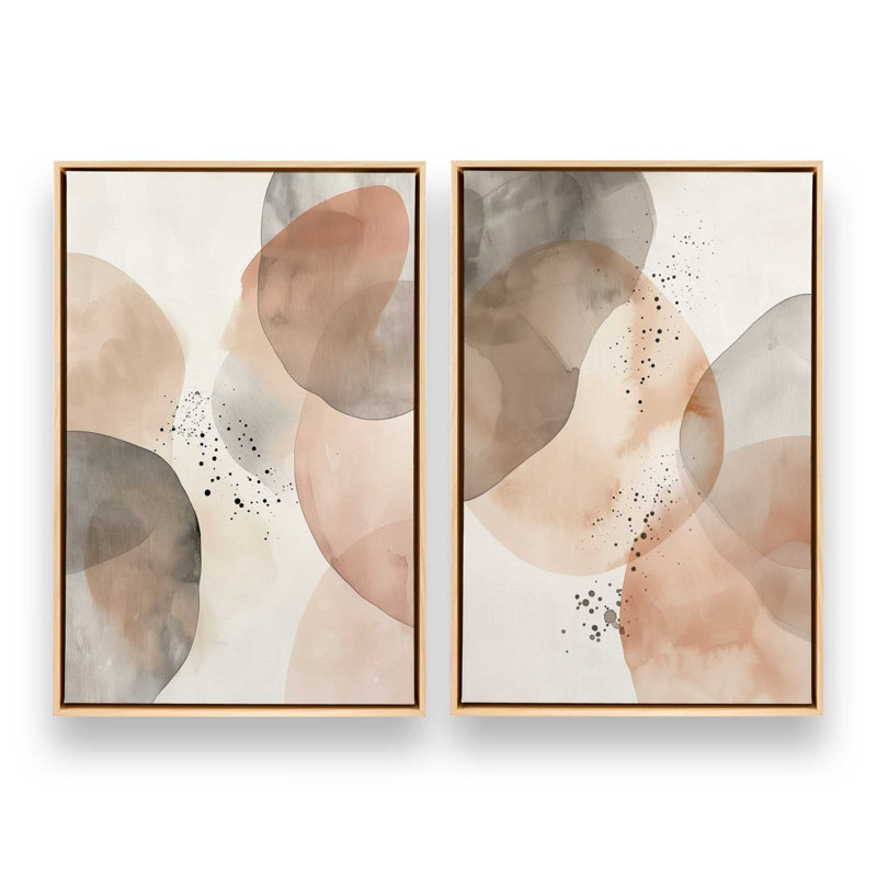 Sandstone Glow Set of 2, 37" H x 50" W, American Maple Floater Framed