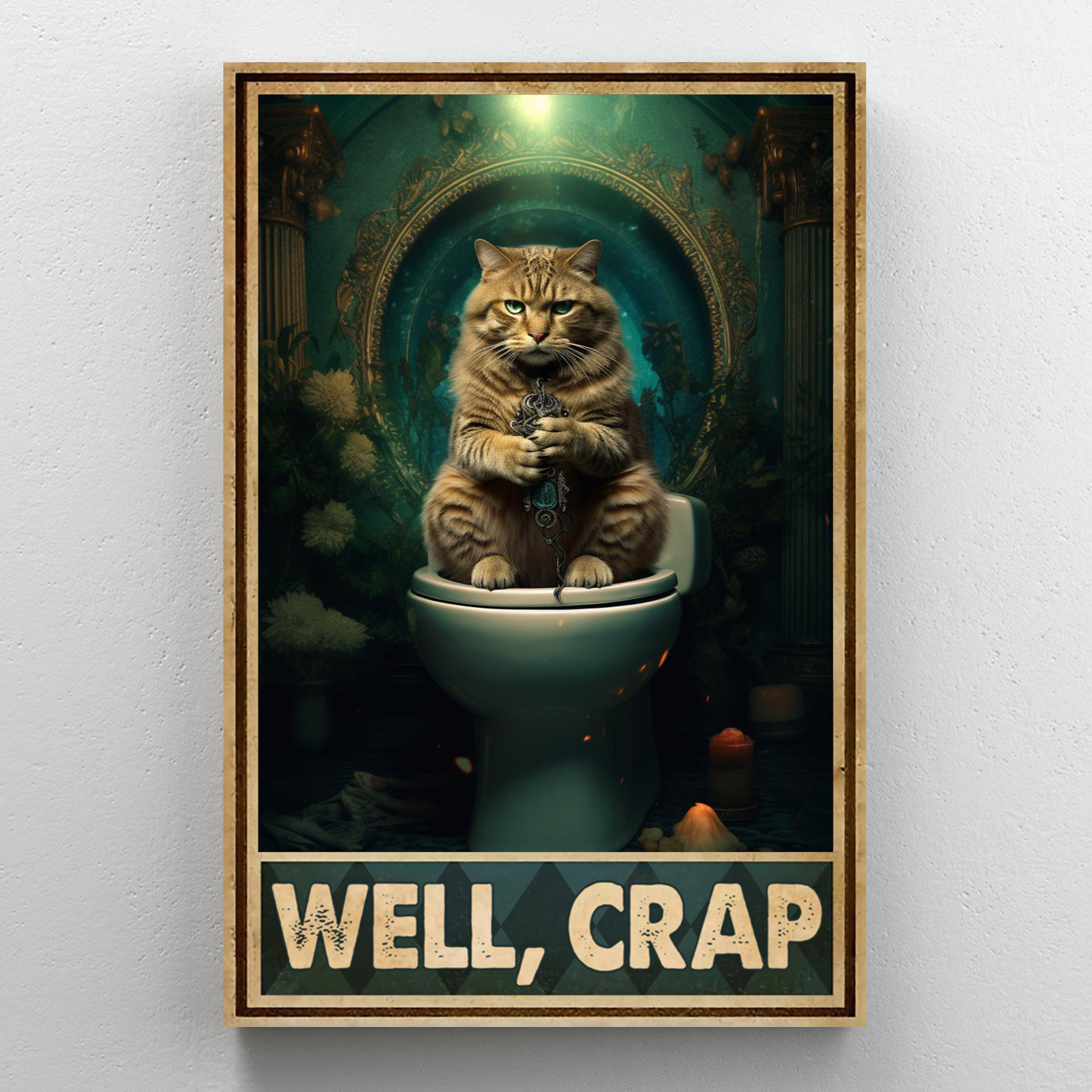 Trinx Cat In Toilet Well Crap On Canvas Graphic Art Wayfair