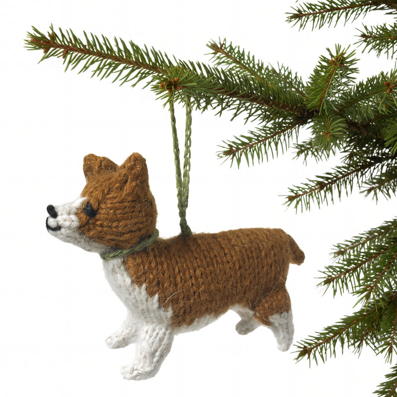 Arcadia Home Corgi Hand-Knit Ornament