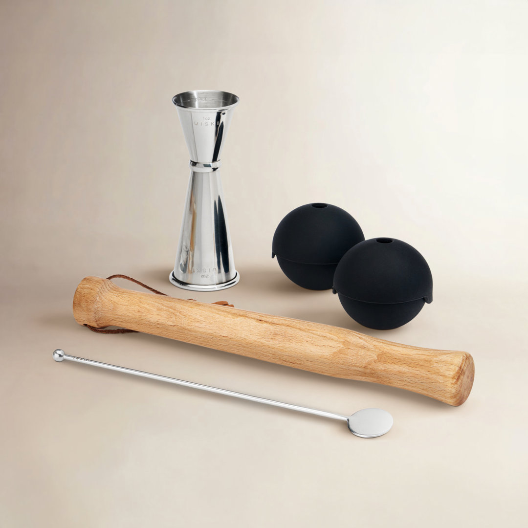 7-Piece Professional Stainless Steel Muddled Barware Set Viski