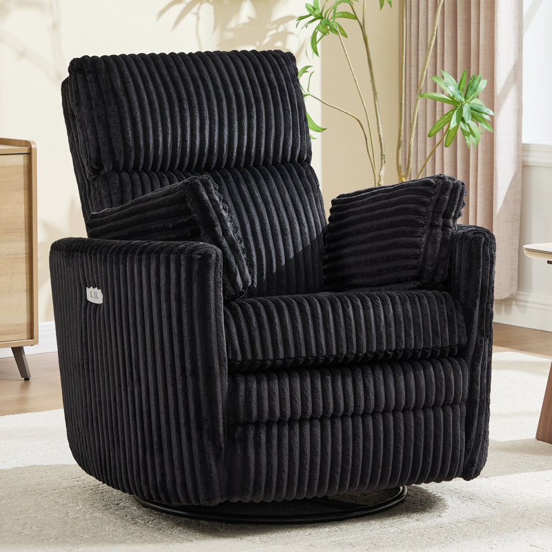 Élégant fauteuil inclinable électrique berçant pivotant avec coussins personnalisables pour un confort maximal, Black