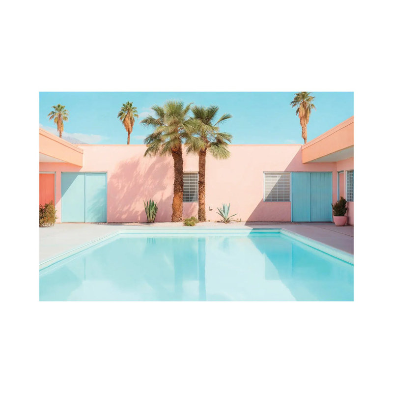 Retro Pool - reproduction d'art murale encadrée, H 18 po x l 26 po, Toile tendue, Ne s’applique pas