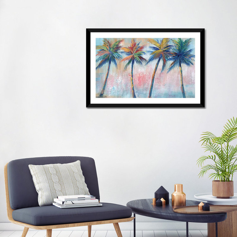 «Color Pop Palms» par Nan - impression, H 24 po x l 32 po x P 1 po, Cadre noir