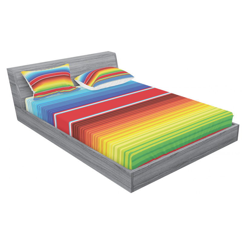 Microfiber Striped Sheet Set, Queen Sheet Set with Fitted Sheet