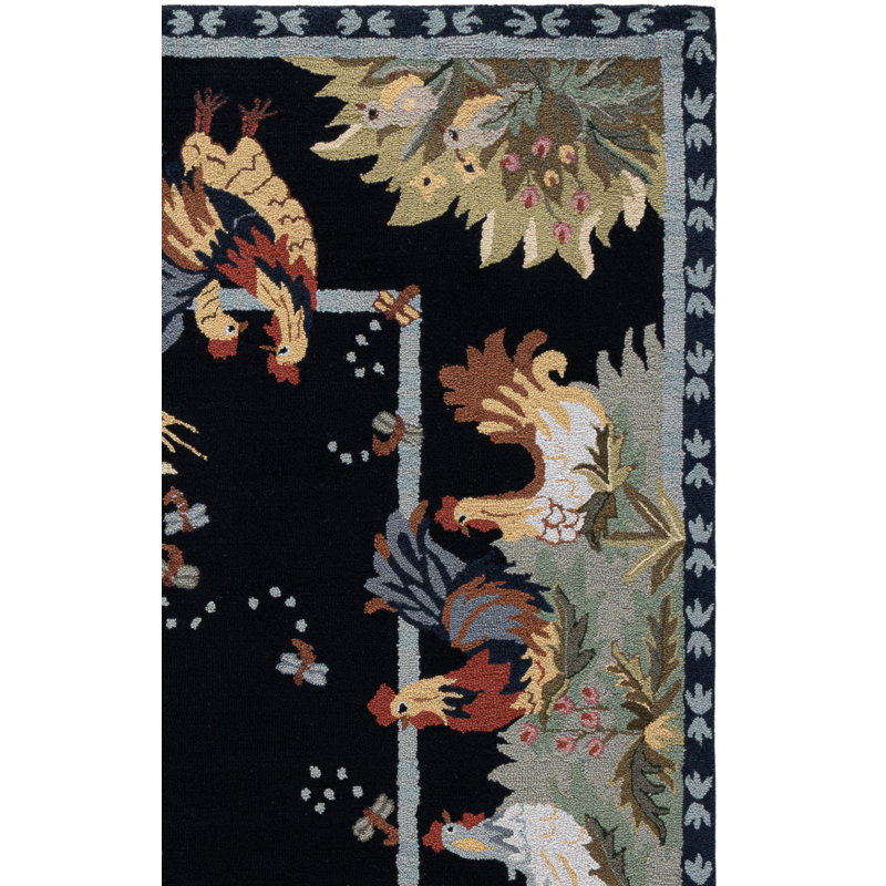 Tapis oriental en laine crocheté à la main Kinchen, Rectangle 2 pi 9 po x 4 pi 9 po
